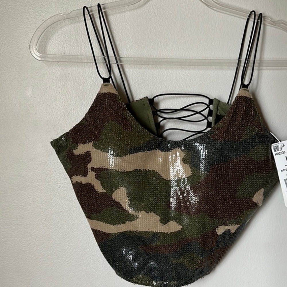 Ivy park Trail Camo sequins top Nwt